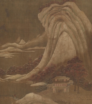 唐代杨升《蓬莱飞雪图》高清原图_名画无水印大图下载