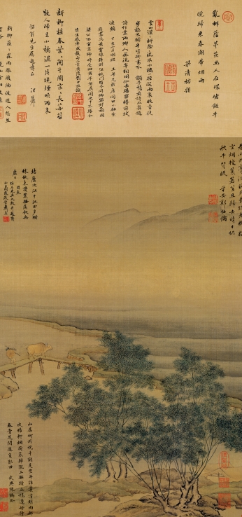 杨柳暮归图高清下载_清代萧晨名画超高清无水印图