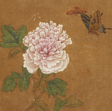 元代沈孟坚牡丹蝴蝶图_经典吉祥花鸟画免费下载