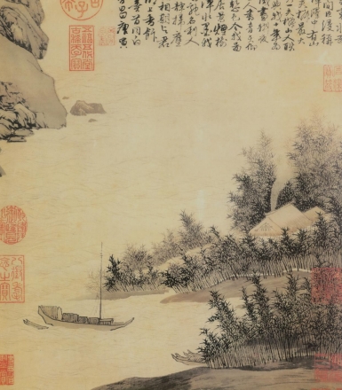 唐寅震泽烟树图高清下载_明代山水超高清无水印大图